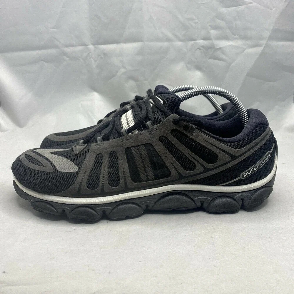 Brooks Pure Flow 2 Black Silver Running Shoes 1101371D815 Mens Size 10.5